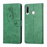 For Huawei P30 Lite Beauty Girl Embossing Pattern Horizontal Flip Leather Case with Holder & Card Slot & Wallet & Photo Frame(Green)
