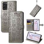 For Blackview A100 Lovely Cat and Dog Embossing Pattern Horizontal Flip Leather Case , with Holder & Card Slots & Wallet & Cartoon Clasp & Lanyard(Grey)