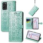 For Blackview A100 Lovely Cat and Dog Embossing Pattern Horizontal Flip Leather Case , with Holder & Card Slots & Wallet & Cartoon Clasp & Lanyard(Green)