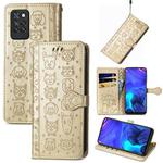 For Infinix Note 10 Pro Lovely Cat and Dog Embossing Pattern Horizontal Flip Leather Case , with Holder & Card Slots & Wallet & Cartoon Clasp & Lanyard(Gold)