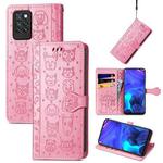 For Infinix Note 10 Pro Lovely Cat and Dog Embossing Pattern Horizontal Flip Leather Case , with Holder & Card Slots & Wallet & Cartoon Clasp & Lanyard(Pink)