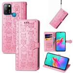 For infinix Smart 5 Lovely Cat and Dog Embossing Pattern Horizontal Flip Leather Case , with Holder & Card Slots & Wallet & Cartoon Clasp & Lanyard(Pink)