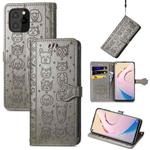 For Oukitel C21 Pro Lovely Cat and Dog Embossing Pattern Horizontal Flip Leather Case , with Holder & Card Slots & Wallet & Cartoon Clasp & Lanyard(Grey)