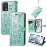 For OPPO Realme GT Master Lovely Cat and Dog Embossing Pattern Horizontal Flip Leather Case , with Holder & Card Slots & Wallet & Cartoon Clasp & Lanyard(Green)