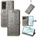 For ZTE Axon 30 5G Lovely Cat and Dog Embossing Pattern Horizontal Flip Leather Case , with Holder & Card Slots & Wallet & Cartoon Clasp & Lanyard(Grey)