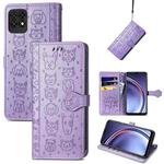 For Huawei Maimang 10 SE Lovely Cat and Dog Embossing Pattern Horizontal Flip Leather Case , with Holder & Card Slots & Wallet & Cartoon Clasp & Lanyard(Purple)