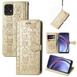 For Huawei Maimang 10 SE Lovely Cat and Dog Embossing Pattern Horizontal Flip Leather Case , with Holder & Card Slots & Wallet & Cartoon Clasp & Lanyard(Gold)