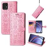 For Huawei Maimang 10 SE Lovely Cat and Dog Embossing Pattern Horizontal Flip Leather Case , with Holder & Card Slots & Wallet & Cartoon Clasp & Lanyard(Pink)