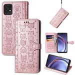 For Huawei Maimang 10 SE Lovely Cat and Dog Embossing Pattern Horizontal Flip Leather Case , with Holder & Card Slots & Wallet & Cartoon Clasp & Lanyard(Rose Gold)