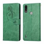 For Motorola Moto E7 Power Beauty Girl Embossing Pattern Horizontal Flip Leather Case with Holder & Card Slot & Wallet & Photo Frame(Green)