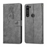 For Motorola Moto Edge Beauty Girl Embossing Pattern Horizontal Flip Leather Case with Holder & Card Slot & Wallet & Photo Frame(Grey)