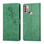 For Motorola Moto G30 / G10 Beauty Girl Embossing Pattern Horizontal Flip Leather Case with Holder & Card Slot & Wallet & Photo Frame(Green)