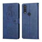 For Motorola One Action Beauty Girl Embossing Pattern Horizontal Flip Leather Case with Holder & Card Slot & Wallet & Photo Frame(Blue)