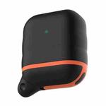 For Apple AirPods 1 / 2 Wireless Earphone Waterproof Silicone Protective Case(Black + Orange)