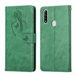 For OPPO A8 / A31 Beauty Girl Embossing Pattern Horizontal Flip Leather Case with Holder & Card Slot & Wallet & Photo Frame(Green)