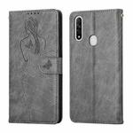 For OPPO A8 / A31 Beauty Girl Embossing Pattern Horizontal Flip Leather Case with Holder & Card Slot & Wallet & Photo Frame(Grey)