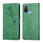 For OPPO A53 Beauty Girl Embossing Pattern Horizontal Flip Leather Case with Holder & Card Slot & Wallet & Photo Frame(Green)
