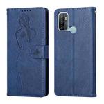 For OPPO A53 Beauty Girl Embossing Pattern Horizontal Flip Leather Case with Holder & Card Slot & Wallet & Photo Frame(Blue)