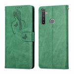 For OPPO Realme 5 / C3 Beauty Girl Embossing Pattern Horizontal Flip Leather Case with Holder & Card Slot & Wallet & Photo Frame(Green)