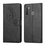 For OPPO Realme 5 / C3 Beauty Girl Embossing Pattern Horizontal Flip Leather Case with Holder & Card Slot & Wallet & Photo Frame(Black)