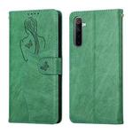 For OPPO Realme 6 Beauty Girl Embossing Pattern Horizontal Flip Leather Case with Holder & Card Slot & Wallet & Photo Frame(Green)