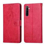 For OPPO Realme 6 Beauty Girl Embossing Pattern Horizontal Flip Leather Case with Holder & Card Slot & Wallet & Photo Frame(Red)