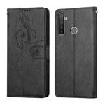 For OPPO Realme 6 Pro Beauty Girl Embossing Pattern Horizontal Flip Leather Case with Holder & Card Slot & Wallet & Photo Frame(Black)