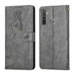 For OPPO Realme 6 Pro Beauty Girl Embossing Pattern Horizontal Flip Leather Case with Holder & Card Slot & Wallet & Photo Frame(Grey)