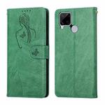 For OPPO Realme C15 Beauty Girl Embossing Pattern Horizontal Flip Leather Case with Holder & Card Slot & Wallet & Photo Frame(Green)