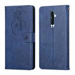 For OPPO Reno2 F Beauty Girl Embossing Pattern Horizontal Flip Leather Case with Holder & Card Slot & Wallet & Photo Frame(Blue)