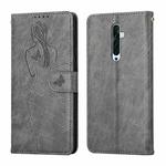 For OPPO Reno2 F Beauty Girl Embossing Pattern Horizontal Flip Leather Case with Holder & Card Slot & Wallet & Photo Frame(Grey)