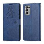 For OPPO Reno5 5G Beauty Girl Embossing Pattern Horizontal Flip Leather Case with Holder & Card Slot & Wallet & Photo Frame(Blue)