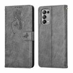 For OPPO Reno5 5G Beauty Girl Embossing Pattern Horizontal Flip Leather Case with Holder & Card Slot & Wallet & Photo Frame(Grey)