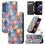 For Motorola Edge 20 Pro Colorful Magnetic Horizontal Flip PU Leather Case with Holder & Card Slot & Wallet(Rhombus)