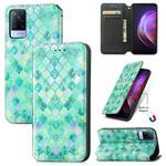 For vivo V21 Colorful Magnetic Horizontal Flip PU Leather Case with Holder & Card Slot & Wallet(Emerald)