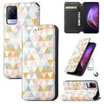 For vivo V21 Colorful Magnetic Horizontal Flip PU Leather Case with Holder & Card Slot & Wallet(Rhombus)