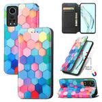 For ZTE Axon 30 5G Colorful Magnetic Horizontal Flip PU Leather Case with Holder & Card Slot & Wallet(Colorful Cube)