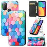 For Alcatel 1S (2021) Colorful Magnetic Horizontal Flip PU Leather Case with Holder & Card Slot & Wallet(Colorful Cube)