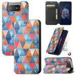 For Asus Zenfone 8 Flip Colorful Magnetic Horizontal Flip PU Leather Case with Holder & Card Slot & Wallet(Rhombus Mandala)