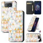 For Asus Zenfone 8 Flip Colorful Magnetic Horizontal Flip PU Leather Case with Holder & Card Slot & Wallet(Rhombus)