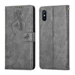 For Xiaomi Redmi 9A Beauty Girl Embossing Pattern Horizontal Flip Leather Case with Holder & Card Slot & Wallet & Photo Frame(Grey)