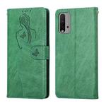 For Xiaomi Redmi 9T Beauty Girl Embossing Pattern Horizontal Flip Leather Case with Holder & Card Slot & Wallet & Photo Frame(Green)