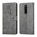 For Xiaomi Redmi K20 Beauty Girl Embossing Pattern Horizontal Flip Leather Case with Holder & Card Slot & Wallet & Photo Frame(Grey)