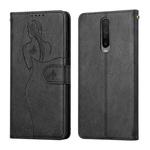 For Xiaomi Redmi K30 Beauty Girl Embossing Pattern Horizontal Flip Leather Case with Holder & Card Slot & Wallet & Photo Frame(Black)