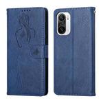 For Xiaomi Redmi K40 / K40 Pro Beauty Girl Embossing Pattern Horizontal Flip Leather Case with Holder & Card Slot & Wallet & Photo Frame(Blue)