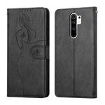 For Xiaomi Redmi Note 8 Pro Beauty Girl Embossing Pattern Horizontal Flip Leather Case with Holder & Card Slot & Wallet & Photo Frame(Black)