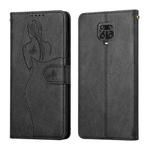 For Xiaomi Redmi Note 9 Pro Beauty Girl Embossing Pattern Horizontal Flip Leather Case with Holder & Card Slot & Wallet & Photo Frame(Black)