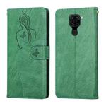 For Xiaomi Redmi Note 9 / 10X 4G Beauty Girl Embossing Pattern Horizontal Flip Leather Case with Holder & Card Slot & Wallet & Photo Frame(Green)