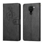 For Xiaomi Redmi Note 9 / 10X 4G Beauty Girl Embossing Pattern Horizontal Flip Leather Case with Holder & Card Slot & Wallet & Photo Frame(Black)