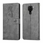 For Xiaomi Redmi Note 9 / 10X 4G Beauty Girl Embossing Pattern Horizontal Flip Leather Case with Holder & Card Slot & Wallet & Photo Frame(Grey)
